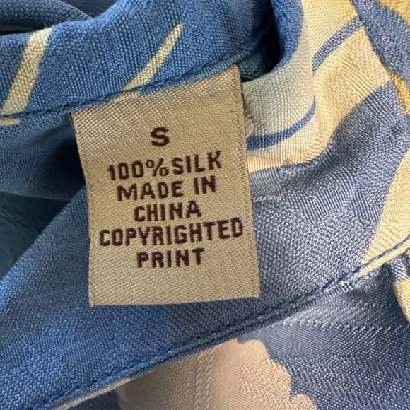 Tommy Bahama Mens Silk Blue Tropical Floral Short Sleeve Button-Down Shirt S - Picture 8 of 12